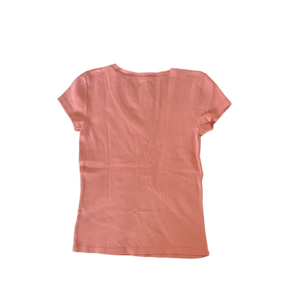 Tommy Hilfiger Salmon Pink Short Sleeve V-Neck Cotton T-Shirt Size S - Picture 4 of 5